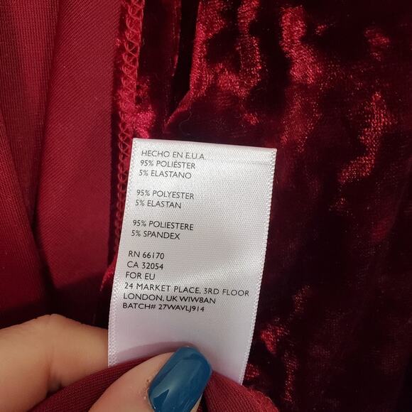 Staring at Stars | Burgundy Crushed Velvet Open Front Kimono Anthropologie - Picture 7 of 7